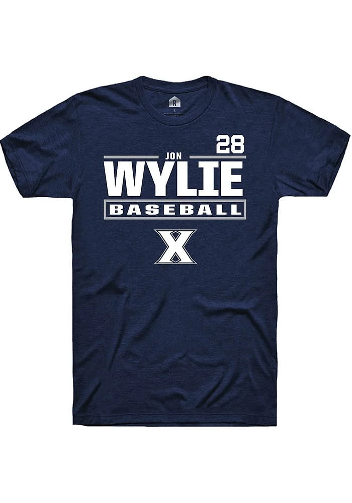 Jon Wylie Xavier Musketeers Navy Blue Rally NIL Stacked Box Short Sleeve T Shirt