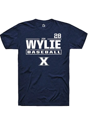Jon Wylie  Xavier Musketeers Navy Blue Rally NIL Stacked Box Short Sleeve T Shirt