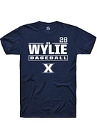 Jon Wylie  Xavier Musketeers Navy Blue Rally NIL Stacked Box Short Sleeve T Shirt