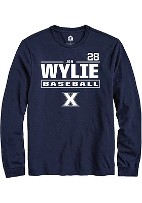 Jon Wylie  Xavier Musketeers Navy Blue Rally NIL Stacked Box Long Sleeve T Shirt