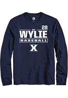 Jon Wylie  Xavier Musketeers Navy Blue Rally NIL Stacked Box Long Sleeve T Shirt