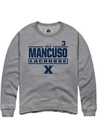 Lola Mancuso  Rally Xavier Musketeers Mens Graphite NIL Stacked Box Long Sleeve Crew Sweatshirt