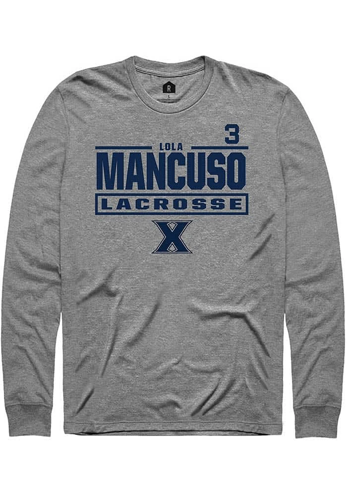 Lola Mancuso Xavier Musketeers Graphite Rally NIL Stacked Box Long Sleeve T Shirt