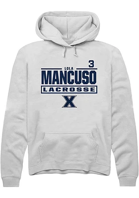 Lola Mancuso  Rally Xavier Musketeers Mens White NIL Stacked Box Long Sleeve Hoodie