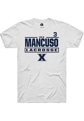 Lola Mancuso  Xavier Musketeers White Rally NIL Stacked Box Short Sleeve T Shirt