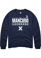 Lola Mancuso  Rally Xavier Musketeers Mens Navy Blue NIL Stacked Box Long Sleeve Crew Sweatshirt