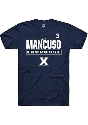 Lola Mancuso  Xavier Musketeers Navy Blue Rally NIL Stacked Box Short Sleeve T Shirt