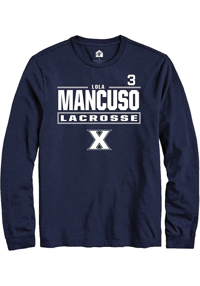 Lola Mancuso Xavier Musketeers Navy Blue Rally NIL Stacked Box Long Sleeve T Shirt