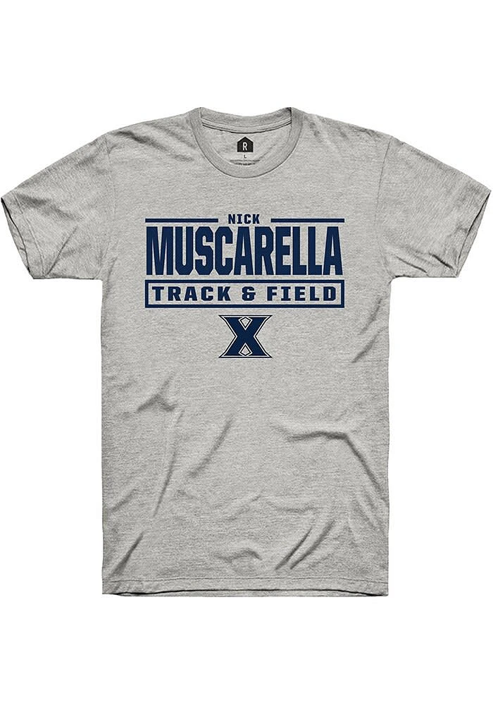 Nick Muscarella Xavier Musketeers Ash Rally NIL Stacked Box Short Sleeve T Shirt
