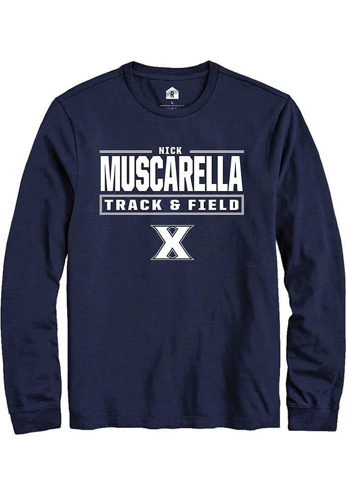 Nick Muscarella Xavier Musketeers Navy Blue Rally NIL Stacked Box Long Sleeve T Shirt