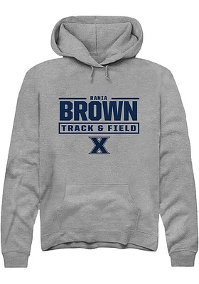 Rania Brown  Rally Xavier Musketeers Mens Graphite NIL Stacked Box Long Sleeve Hoodie