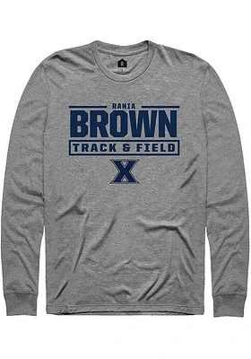 Rania Brown  Xavier Musketeers Graphite Rally NIL Stacked Box Long Sleeve T Shirt