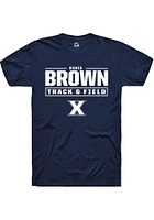 Rania Brown  Xavier Musketeers Navy Blue Rally NIL Stacked Box Short Sleeve T Shirt