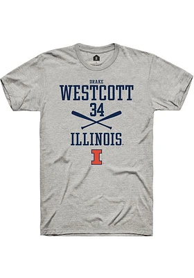 Drake Westcott  Illinois Fighting Illini Ash Rally NIL Sport Icon Short Sleeve T Shirt
