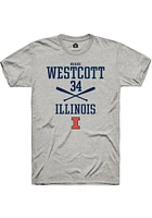 Drake Westcott  Illinois Fighting Illini Ash Rally NIL Sport Icon Short Sleeve T Shirt