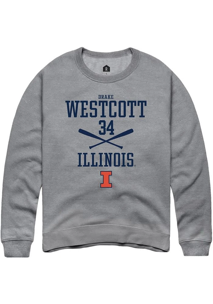 Drake Westcott Rally Illinois Fighting Illini Mens Graphite NIL Sport Icon Long Sleeve Crew Sweat..