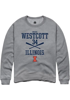 Drake Westcott  Rally Illinois Fighting Illini Mens Graphite NIL Sport Icon Long Sleeve Crew Sweat..