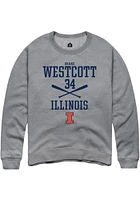 Drake Westcott  Rally Illinois Fighting Illini Mens Graphite NIL Sport Icon Long Sleeve Crew Sweat..