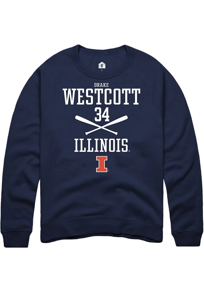 Drake Westcott Rally Illinois Fighting Illini Mens Navy Blue NIL Sport Icon Long Sleeve Crew Swea..