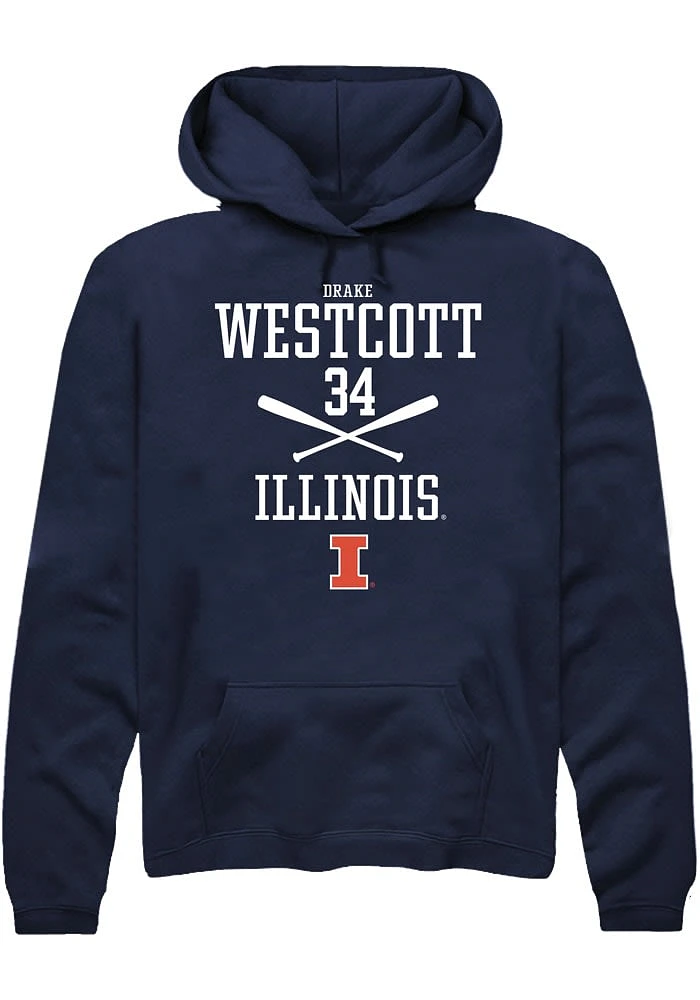 Drake Westcott Rally Illinois Fighting Illini Mens Navy Blue NIL Sport Icon Long Sleeve Hoodie