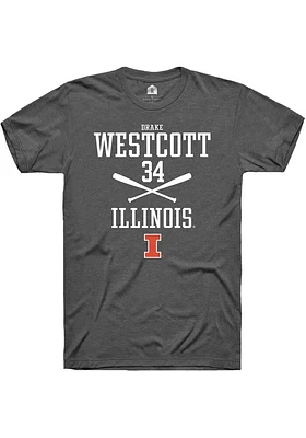 Drake Westcott  Illinois Fighting Illini Dark Grey Rally NIL Sport Icon Short Sleeve T Shirt