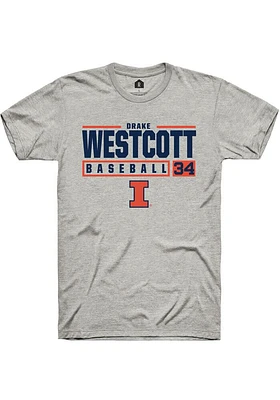Drake Westcott  Illinois Fighting Illini Ash Rally NIL Stacked Box Short Sleeve T Shirt