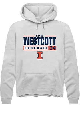 Drake Westcott  Rally Illinois Fighting Illini Mens White NIL Stacked Box Long Sleeve Hoodie