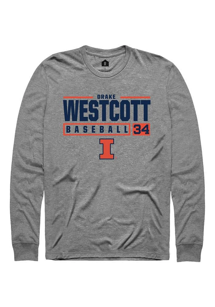 Drake Westcott Illinois Fighting Illini Graphite Rally NIL Stacked Box Long Sleeve T Shirt