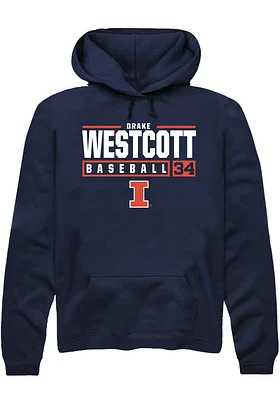 Drake Westcott  Rally Illinois Fighting Illini Mens Navy Blue NIL Stacked Box Long Sleeve Hoodie