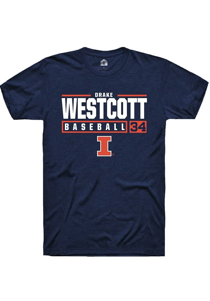 Drake Westcott Illinois Fighting Illini Navy Blue Rally NIL Stacked Box Short Sleeve T Shirt