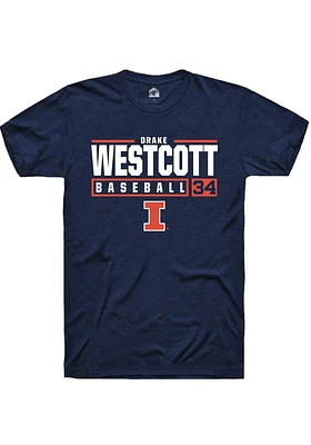 Drake Westcott  Illinois Fighting Illini Navy Blue Rally NIL Stacked Box Short Sleeve T Shirt
