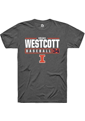 Drake Westcott  Illinois Fighting Illini Dark Grey Rally NIL Stacked Box Short Sleeve T Shirt