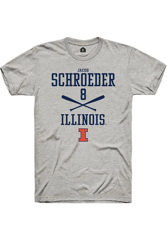 Jacob Schroeder Illinois Fighting Illini Ash Rally NIL Sport Icon Short Sleeve T Shirt