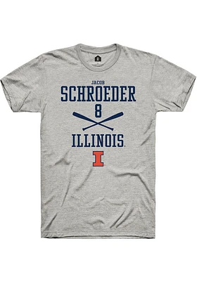Jacob Schroeder  Illinois Fighting Illini Ash Rally NIL Sport Icon Short Sleeve T Shirt