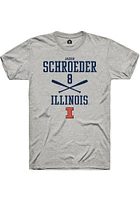 Jacob Schroeder  Illinois Fighting Illini Ash Rally NIL Sport Icon Short Sleeve T Shirt