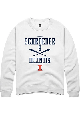 Jacob Schroeder  Rally Illinois Fighting Illini Mens White NIL Sport Icon Long Sleeve Crew Sweatsh..