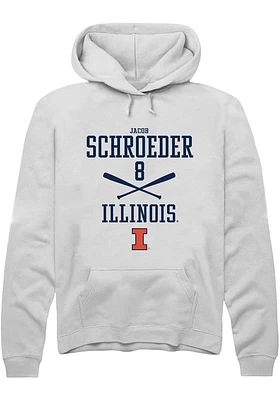 Jacob Schroeder  Rally Illinois Fighting Illini Mens White NIL Sport Icon Long Sleeve Hoodie