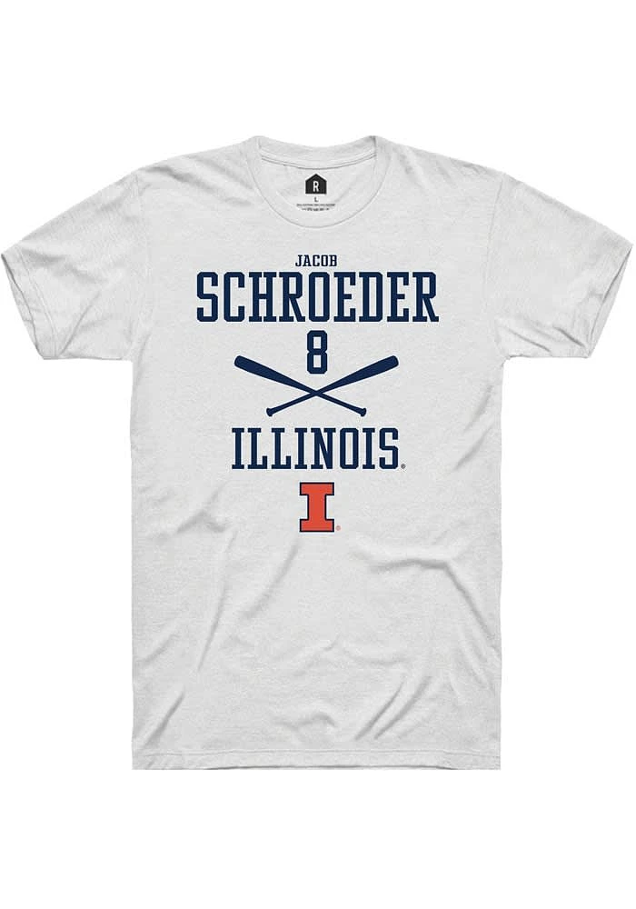 Jacob Schroeder  Illinois Fighting Illini White Rally NIL Sport Icon Short Sleeve T Shirt