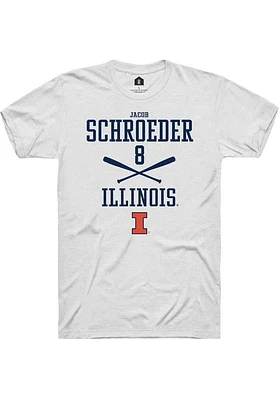 Jacob Schroeder  Illinois Fighting Illini White Rally NIL Sport Icon Short Sleeve T Shirt