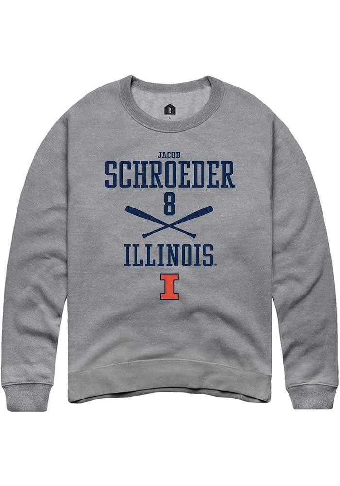 Jacob Schroeder  Rally Illinois Fighting Illini Mens Graphite NIL Sport Icon Long Sleeve Crew Swea..
