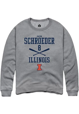 Jacob Schroeder  Rally Illinois Fighting Illini Mens Graphite NIL Sport Icon Long Sleeve Crew Swea..