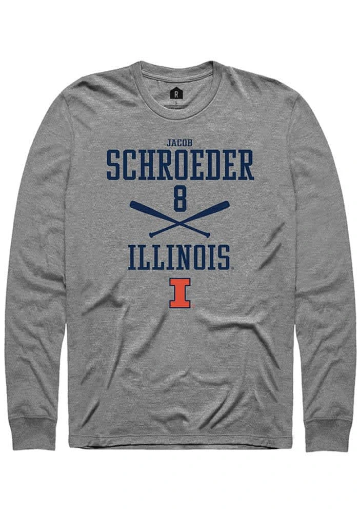Jacob Schroeder Illinois Fighting Illini Graphite Rally NIL Sport Icon Long Sleeve T Shirt