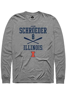 Jacob Schroeder  Illinois Fighting Illini Graphite Rally NIL Sport Icon Long Sleeve T Shirt