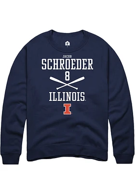 Jacob Schroeder  Rally Illinois Fighting Illini Mens Navy Blue NIL Sport Icon Long Sleeve Crew Swe..