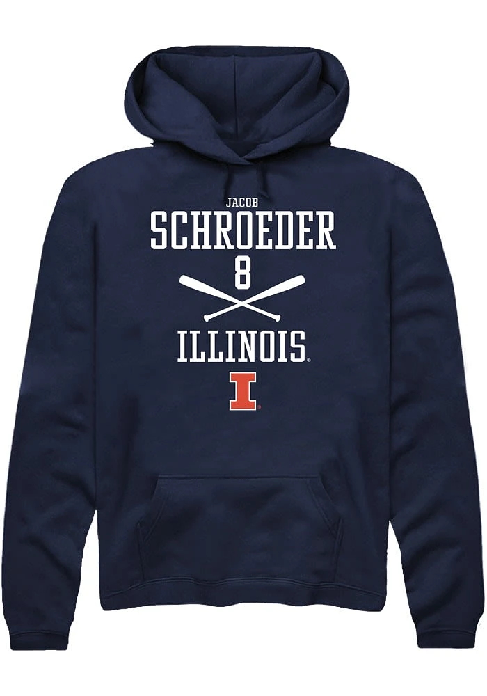Jacob Schroeder Rally Illinois Fighting Illini Mens Navy Blue NIL Sport Icon Long Sleeve Hoodie