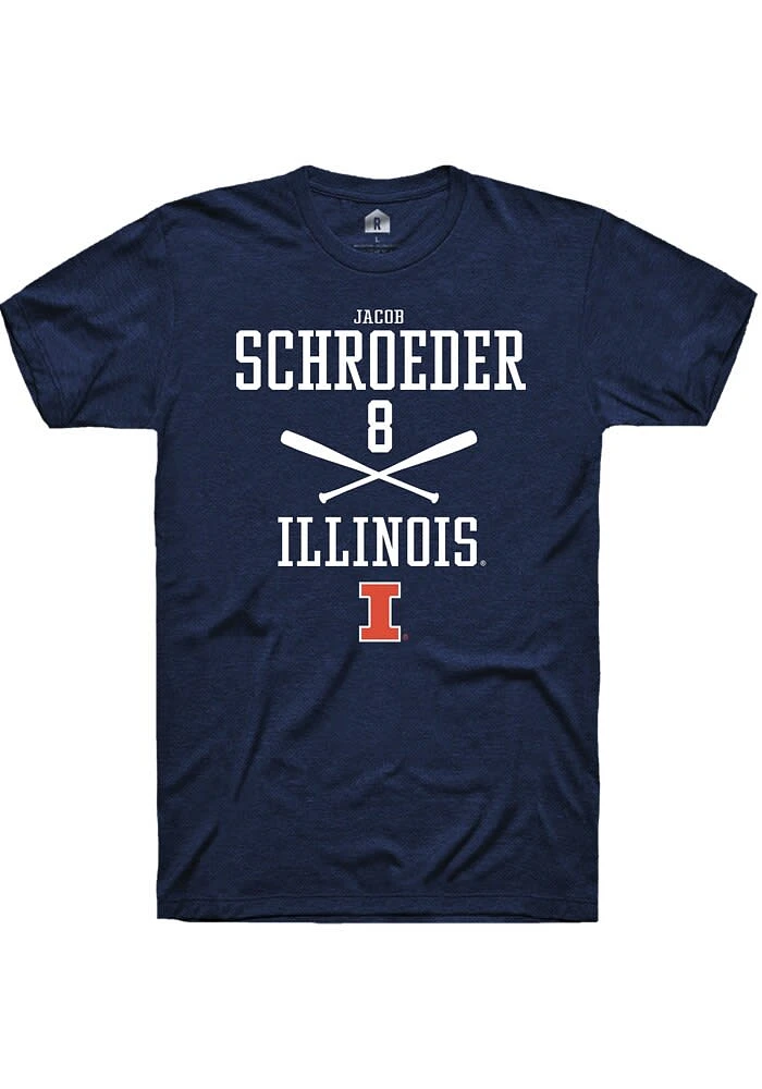 Jacob Schroeder Illinois Fighting Illini Navy Blue Rally NIL Sport Icon Short Sleeve T Shirt