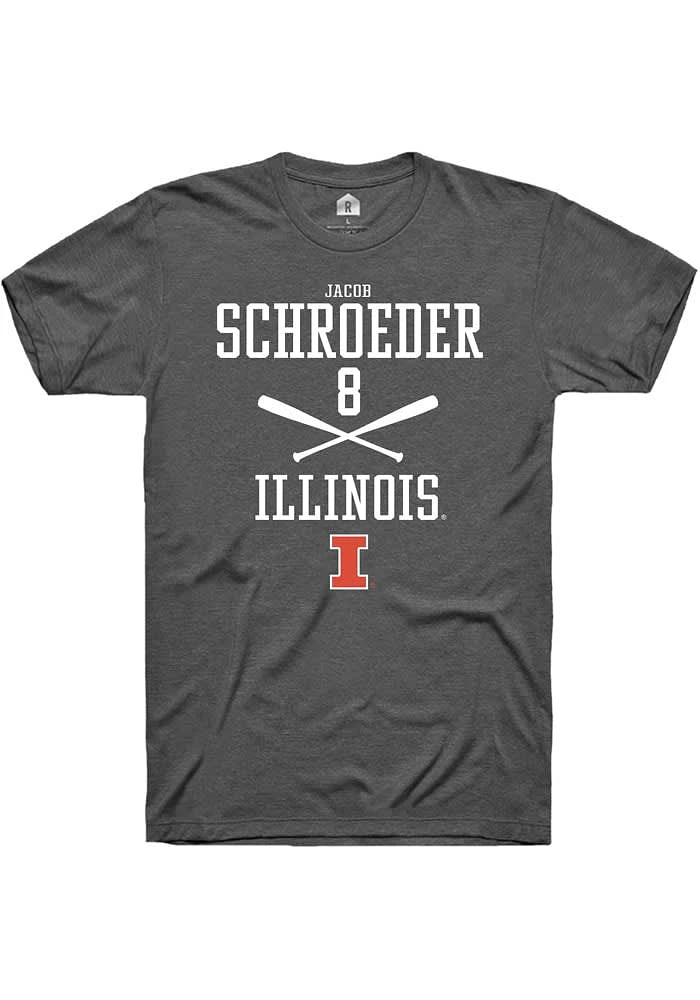 Jacob Schroeder Illinois Fighting Illini Dark Grey Rally NIL Sport Icon Short Sleeve T Shirt
