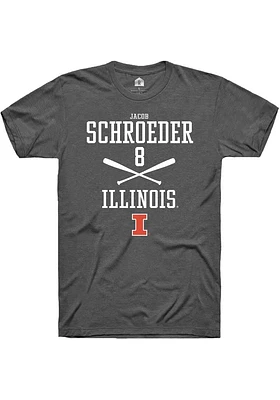 Jacob Schroeder  Illinois Fighting Illini Dark Grey Rally NIL Sport Icon Short Sleeve T Shirt