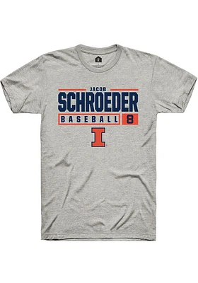 Jacob Schroeder  Illinois Fighting Illini Ash Rally NIL Stacked Box Short Sleeve T Shirt