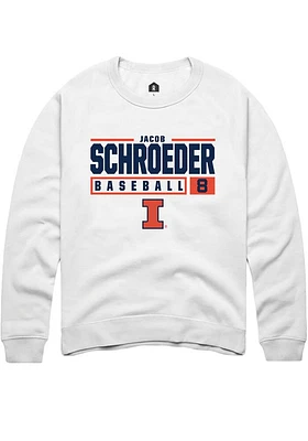 Jacob Schroeder  Rally Illinois Fighting Illini Mens White NIL Stacked Box Long Sleeve Crew Sweats..
